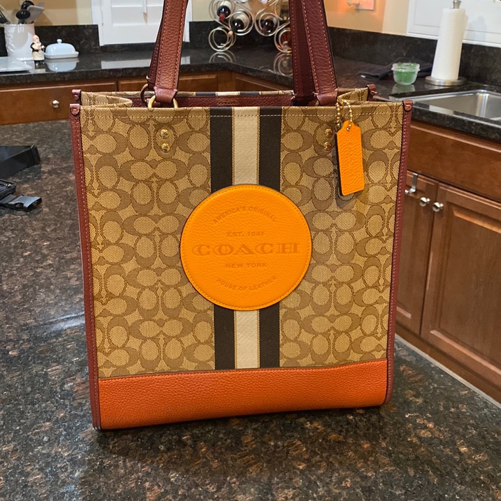 Coach Dempsey Tote, Signature Jacquard/Refined Pebble Leather